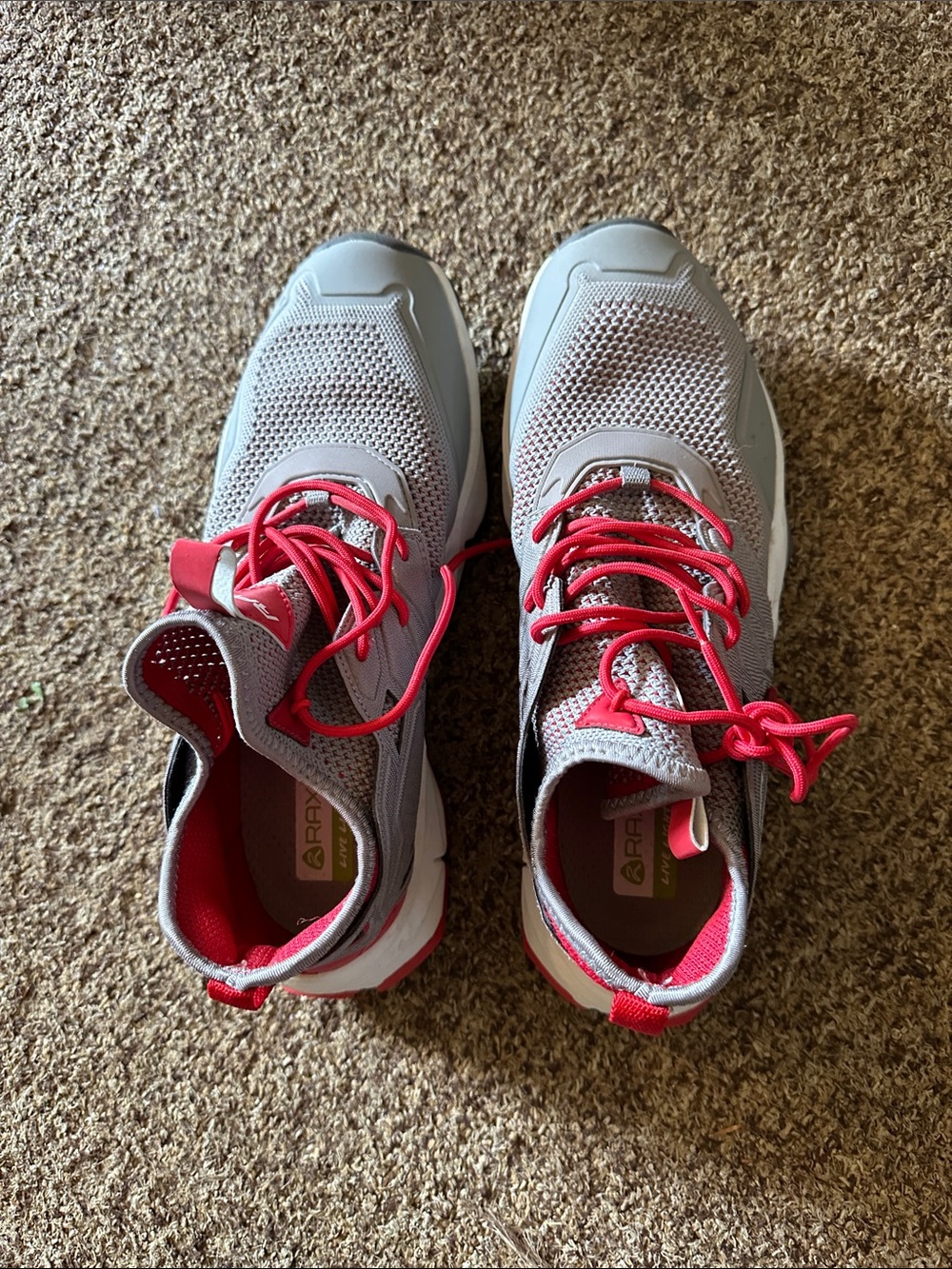 Light Gray Athletic Sneakers with Pink Accents
